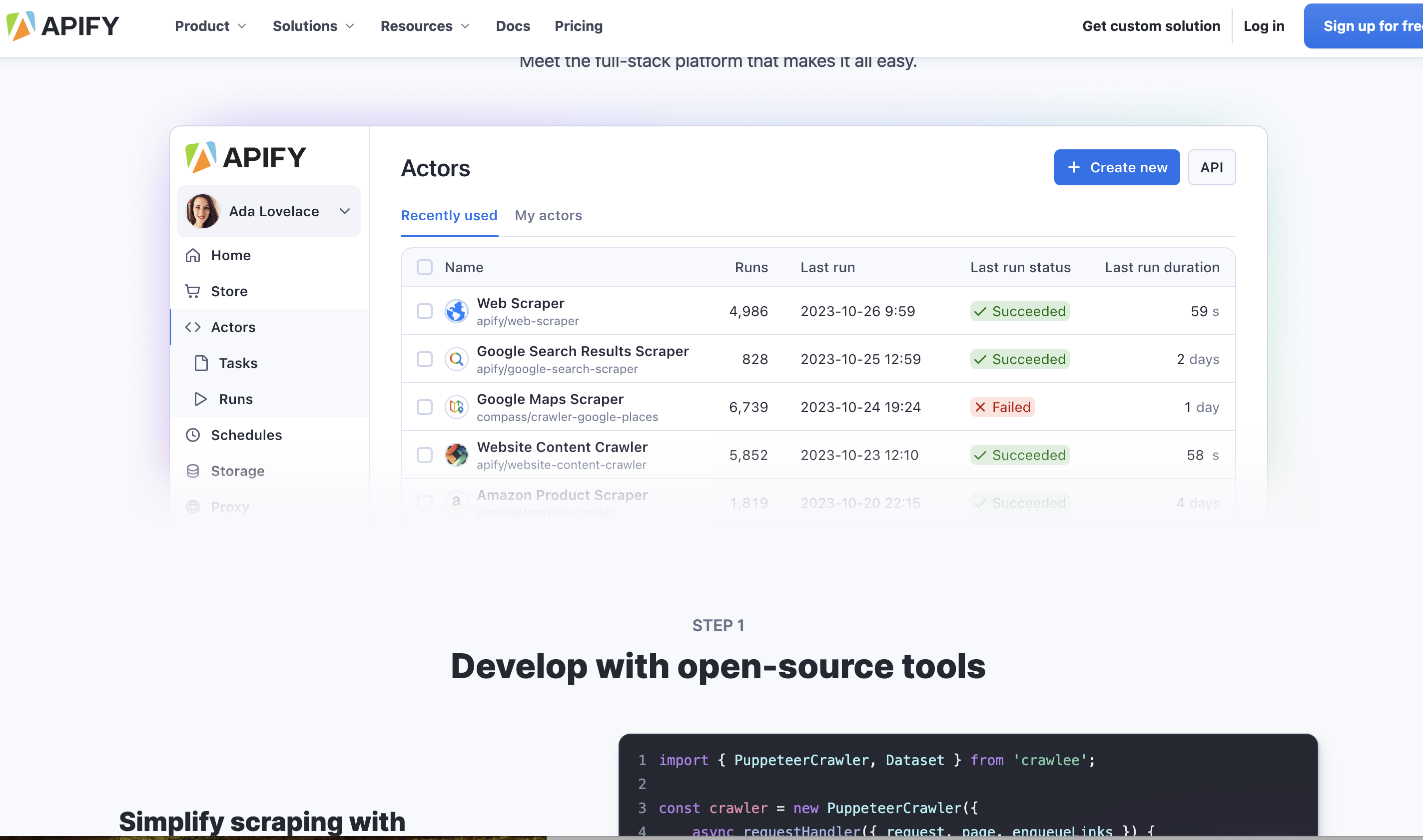 Apify screenshot