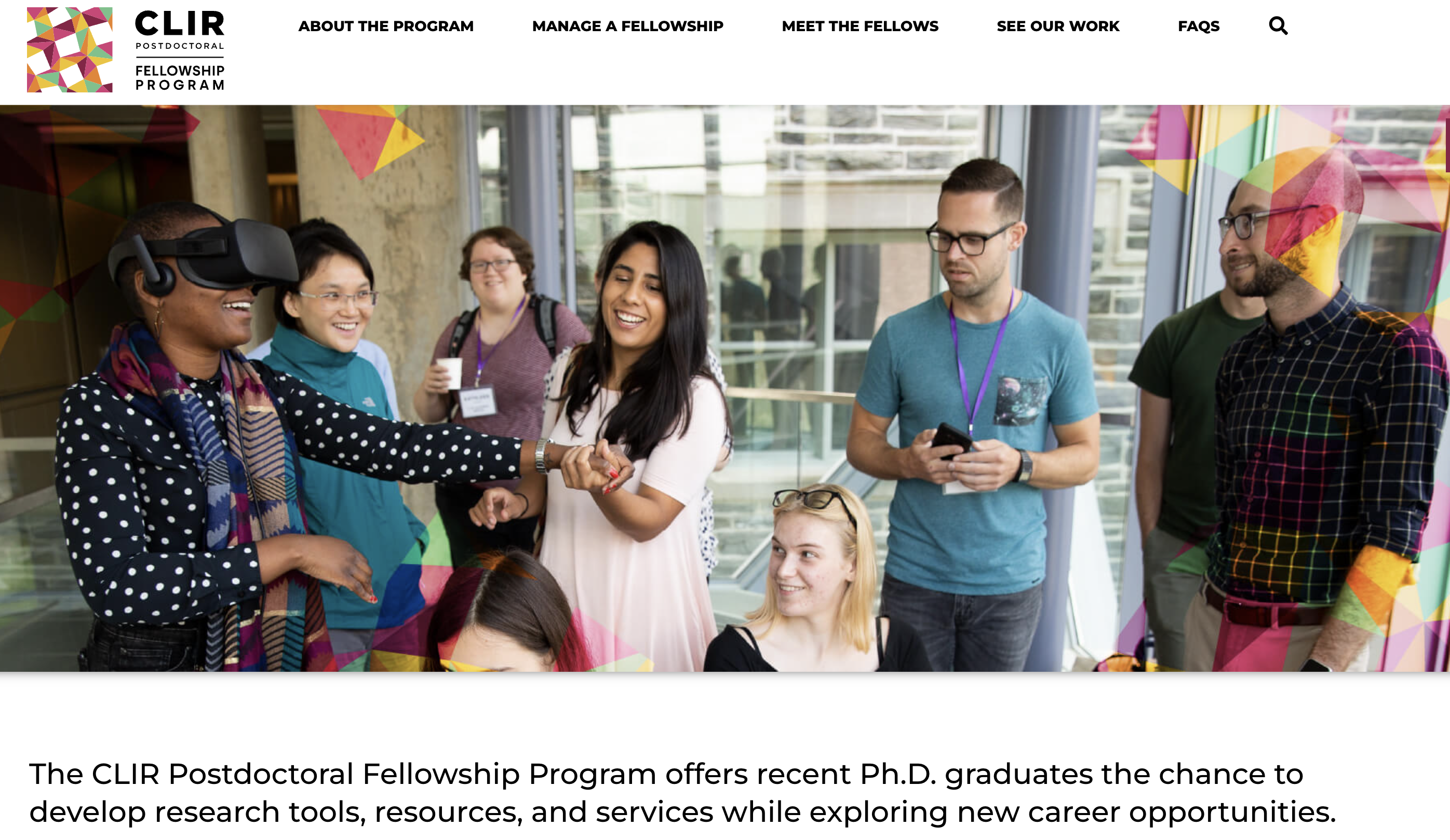 CLIR Postdoctoral Fellowship screenshot