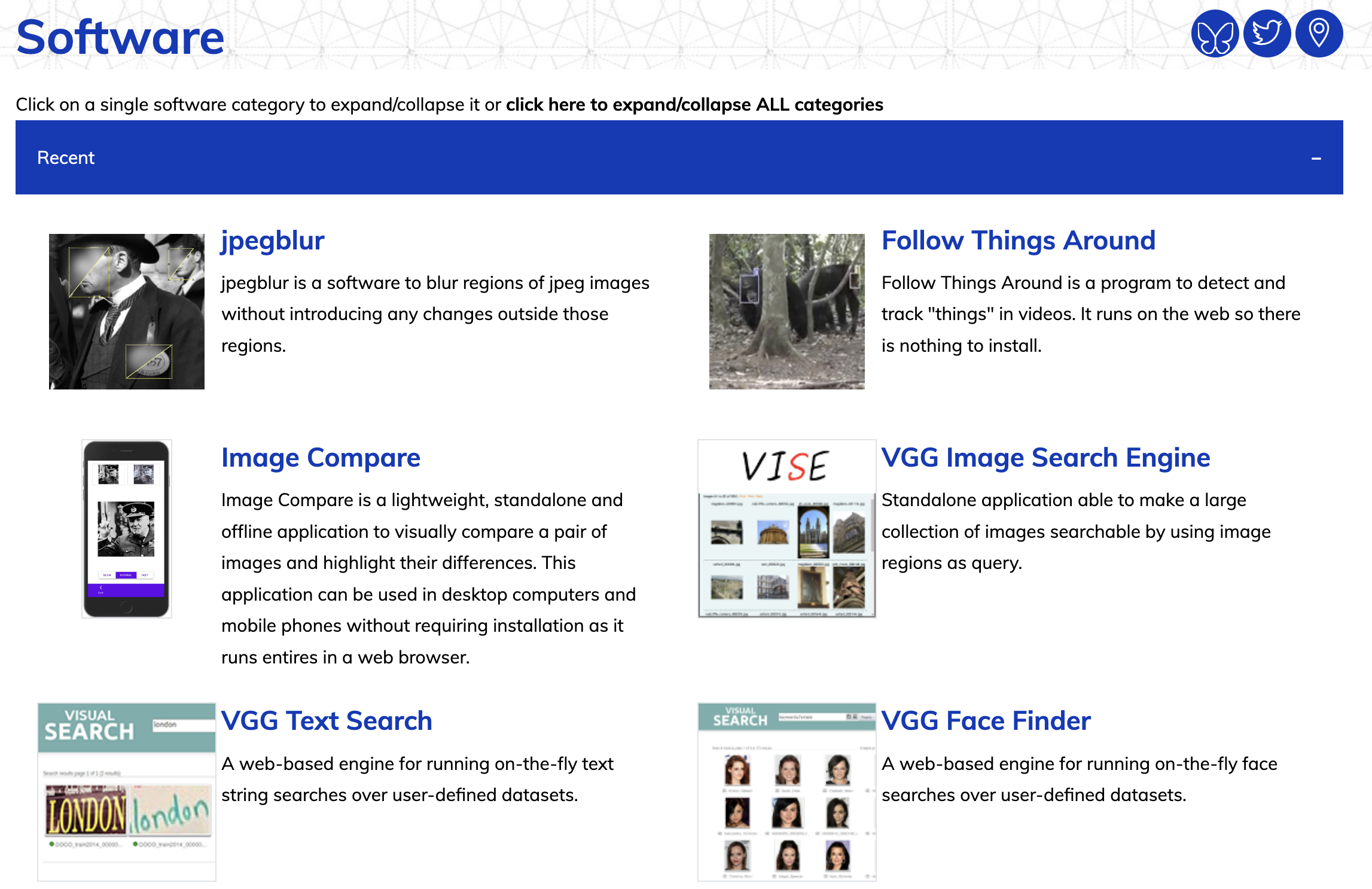 Computer Vision Tools from Oxford’s Visual Geometry Group screenshot