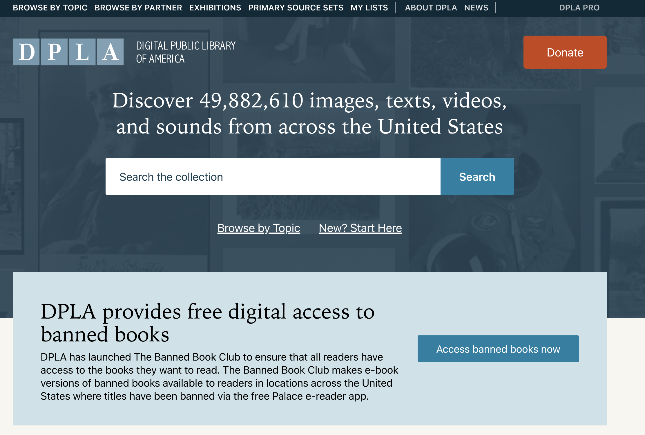 Digital Public Library of America screenshot