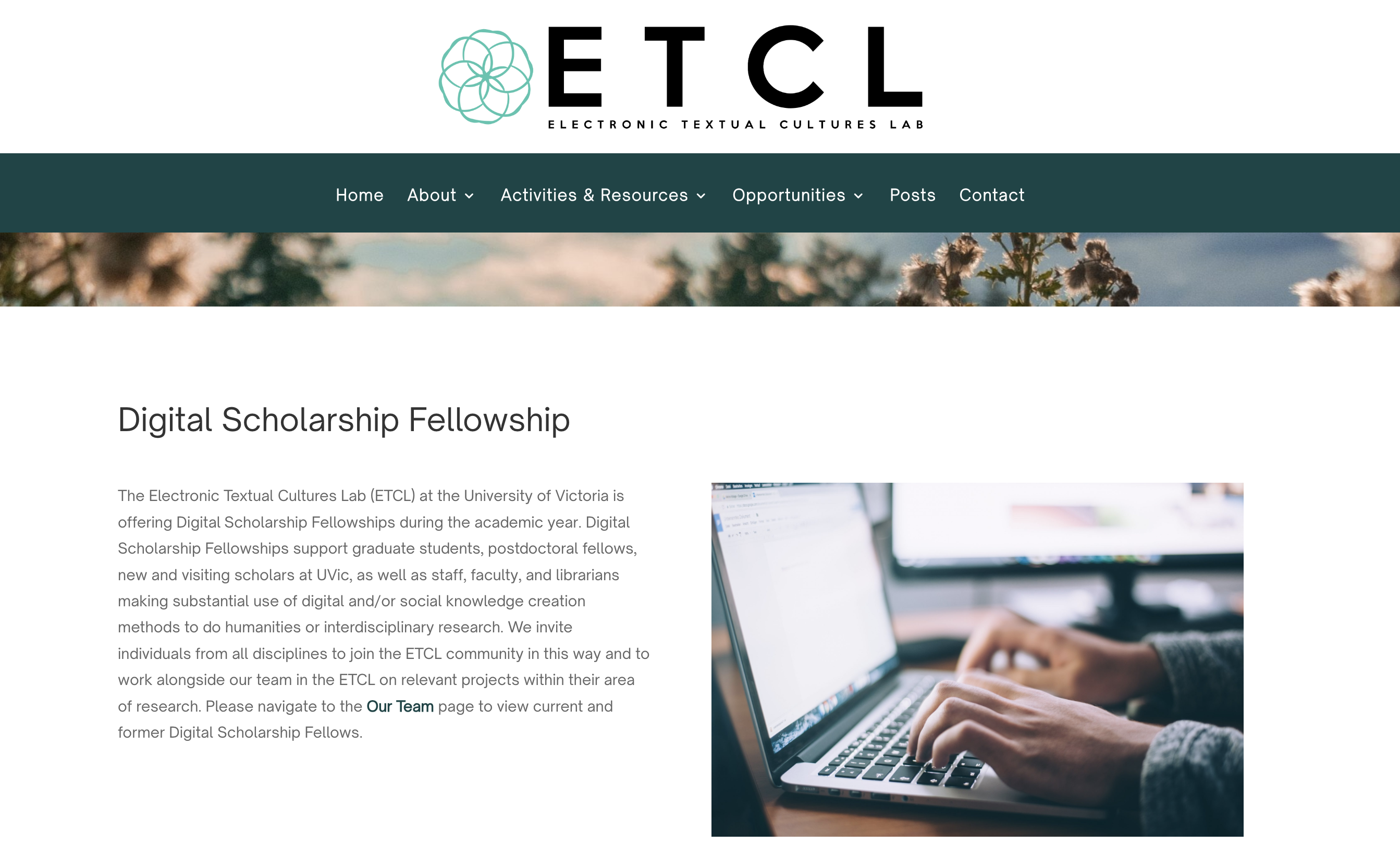 Digital Scholarship Fellowship from University of Victoria screenshot
