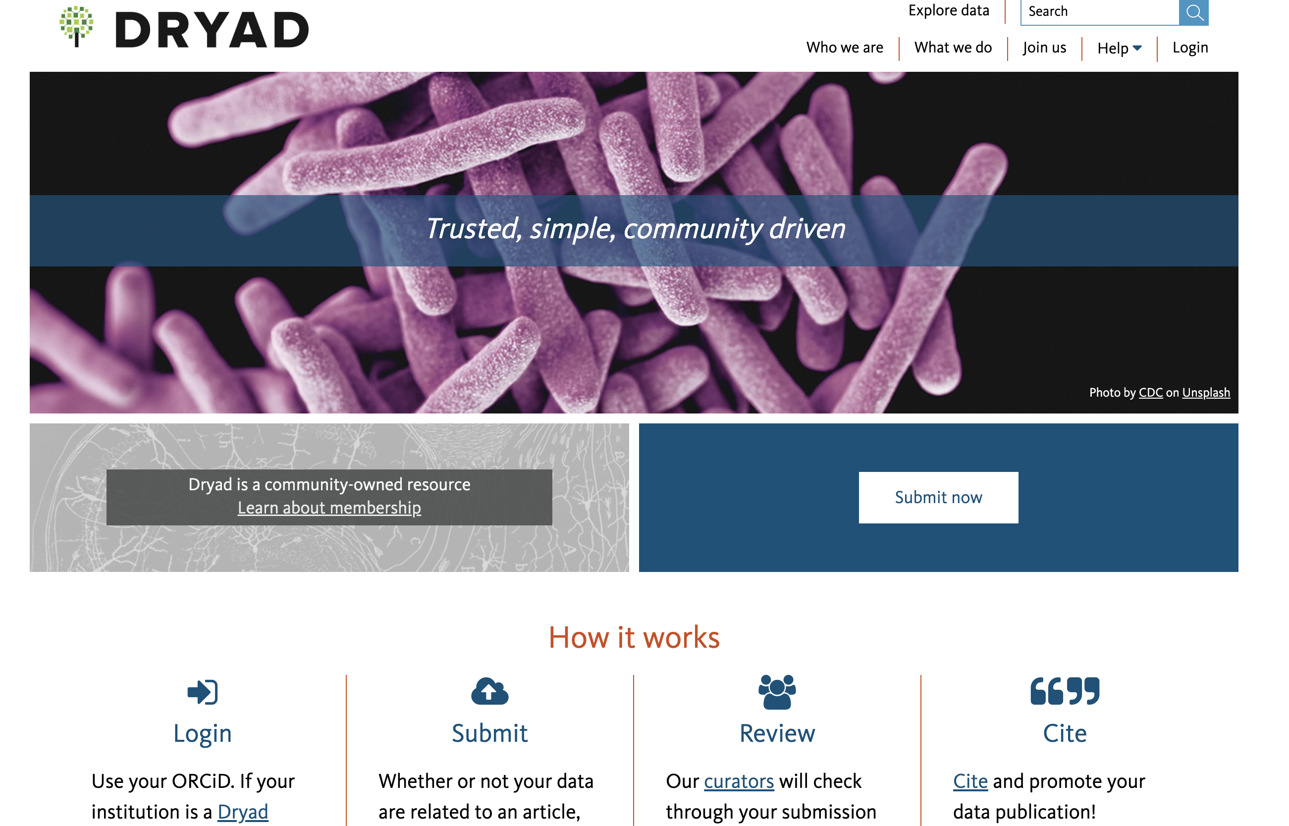 Dryad Data Repository screenshot