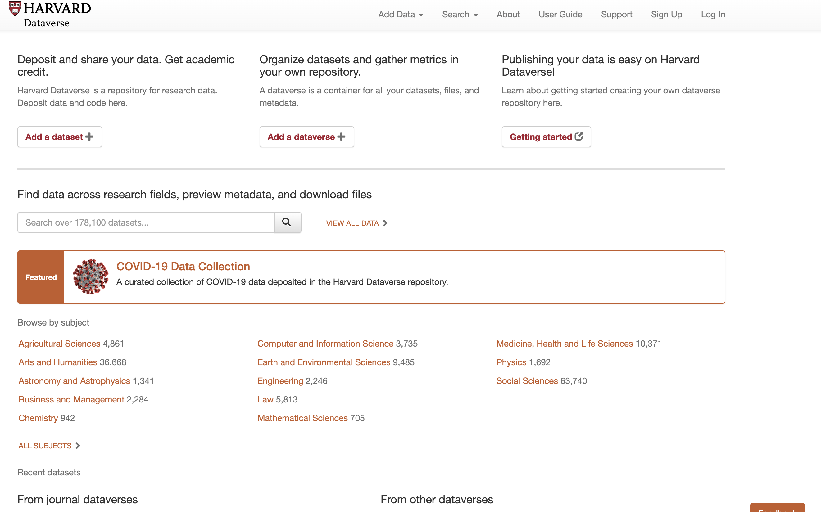 Harvard Dataverse Data Repository screenshot