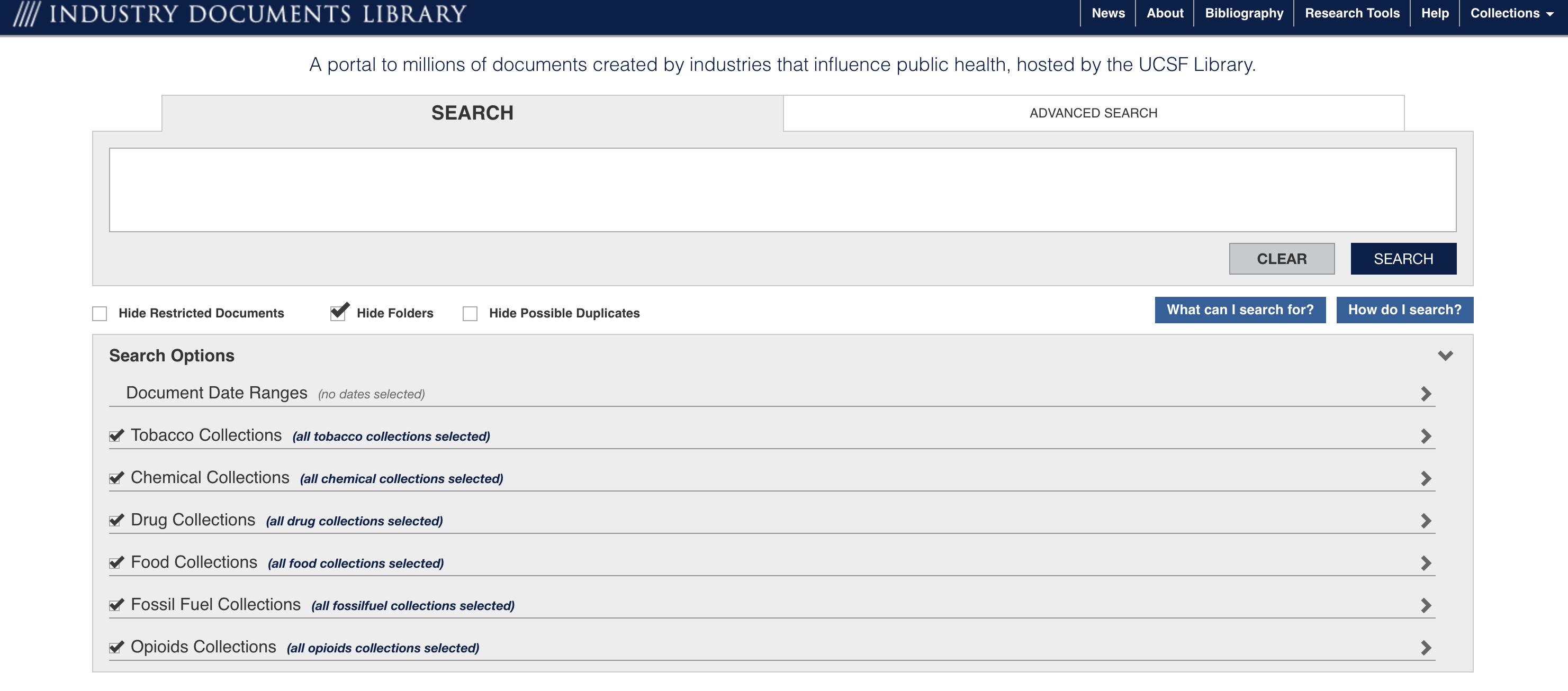 Industry Documents Library screenshot
