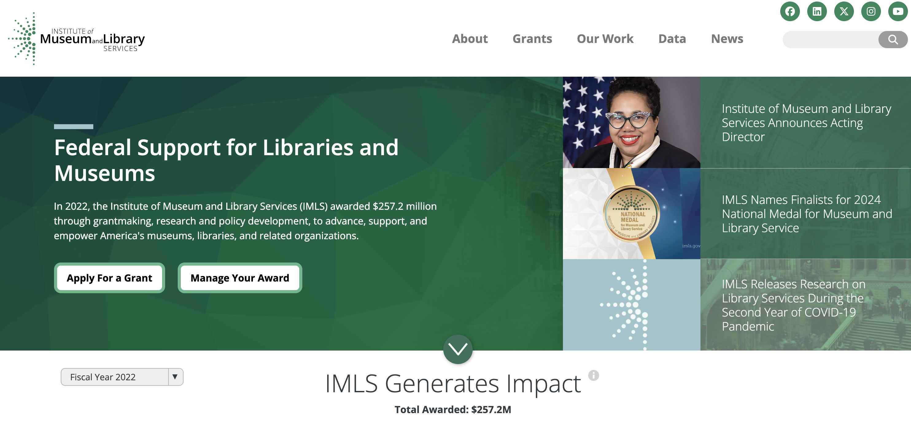 Institute of Musuem and Library Services screenshot