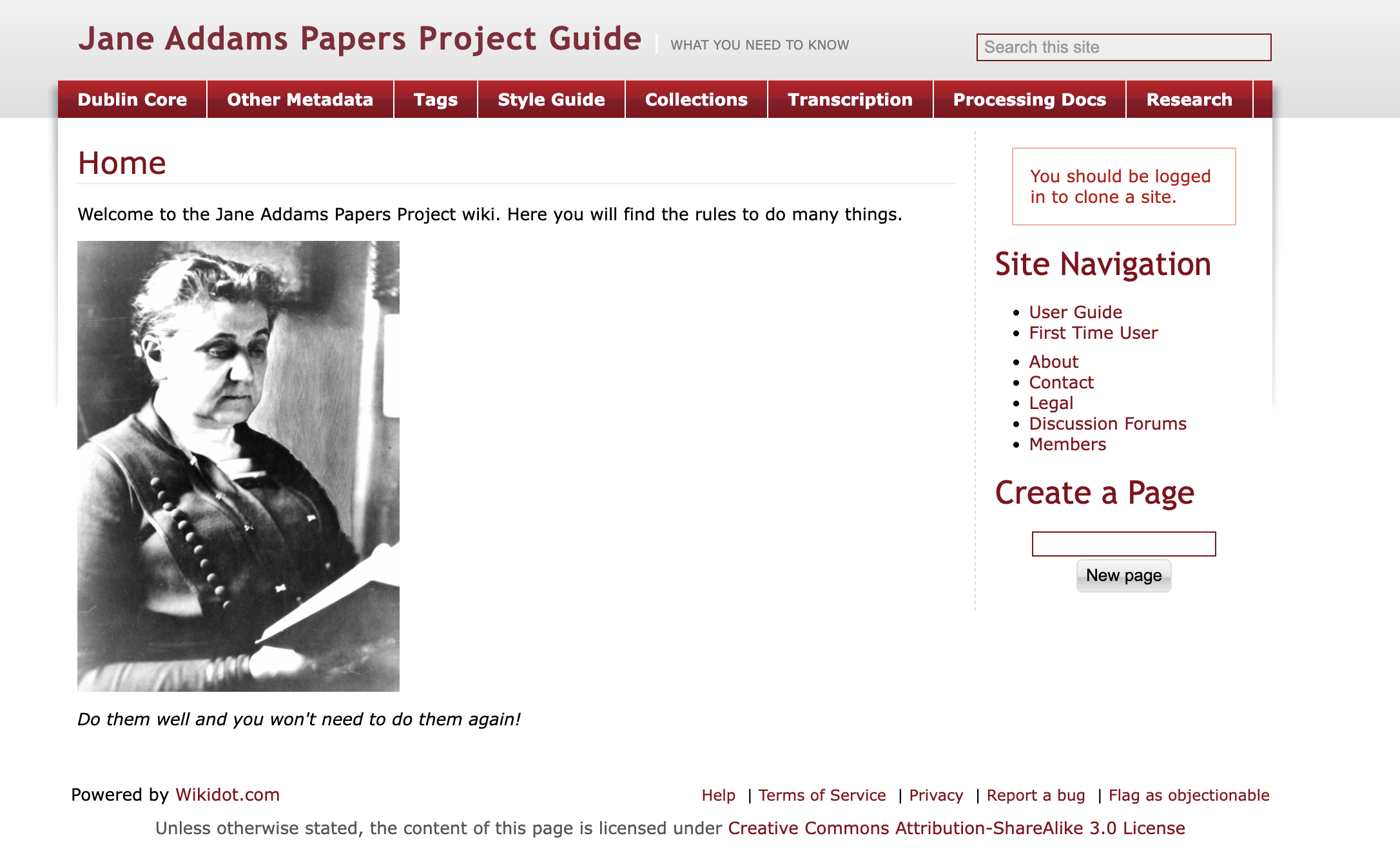 Jane Addams Papers Project Guide screenshot