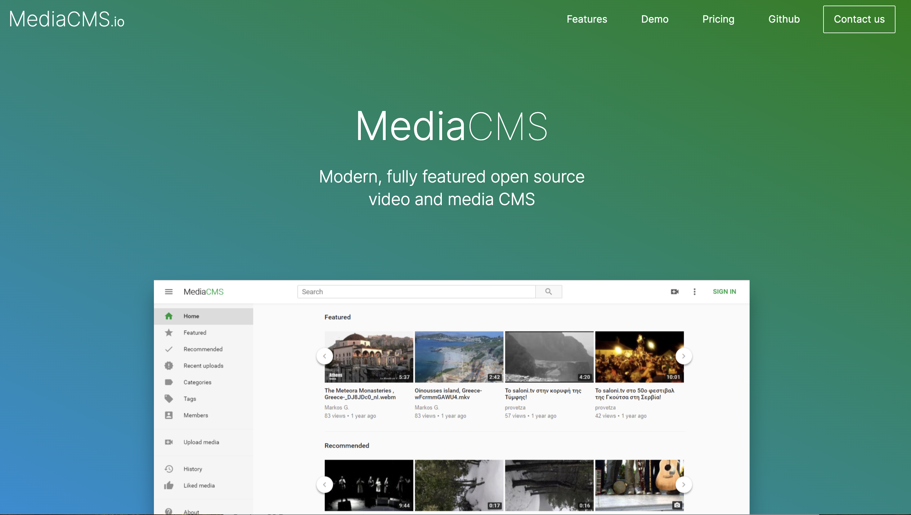 Media CMS screenshot