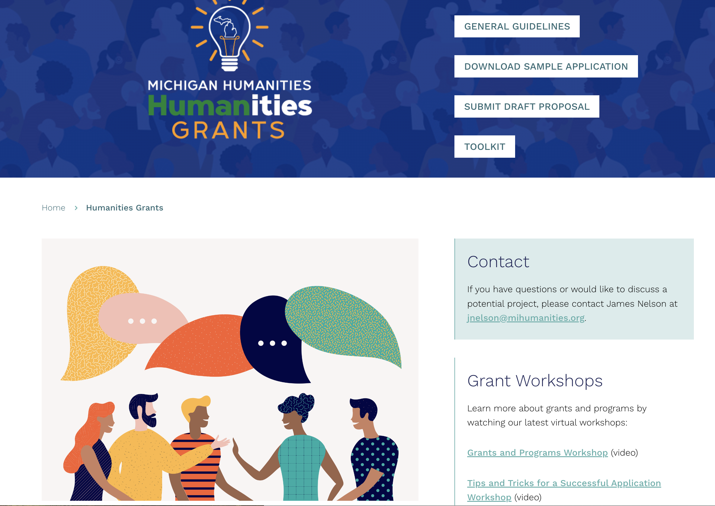 Michigan Humanities Grants screenshot