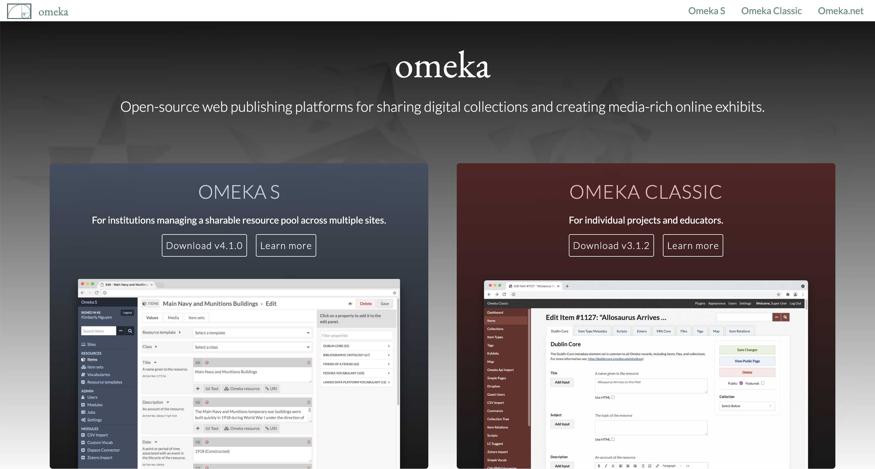 Omeka screenshot