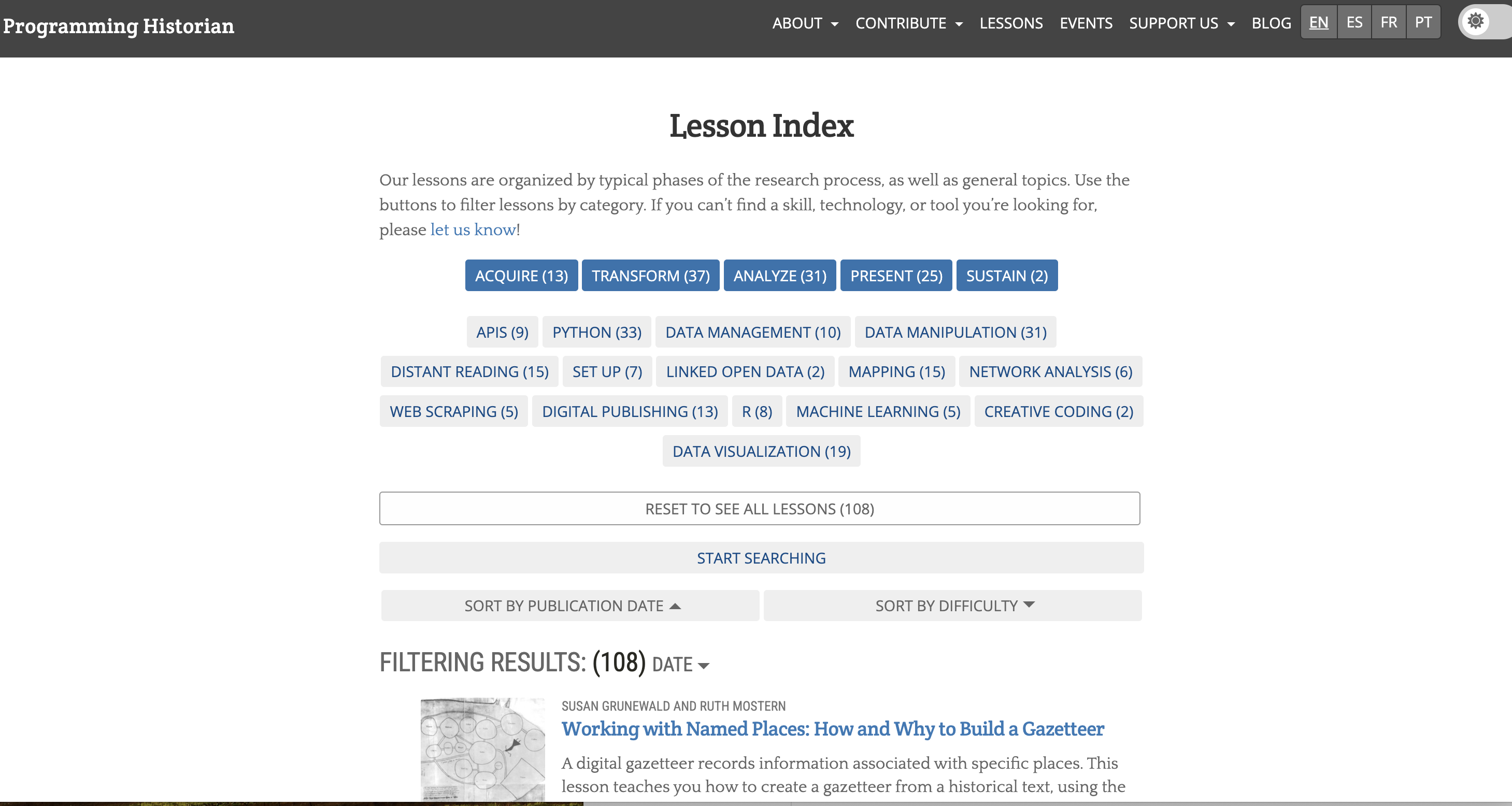 Programming Historian screenshot