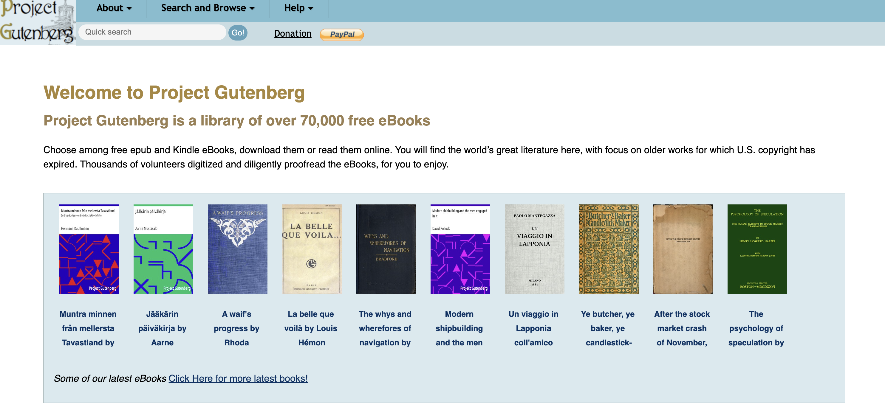 Project Gutenberg screenshot