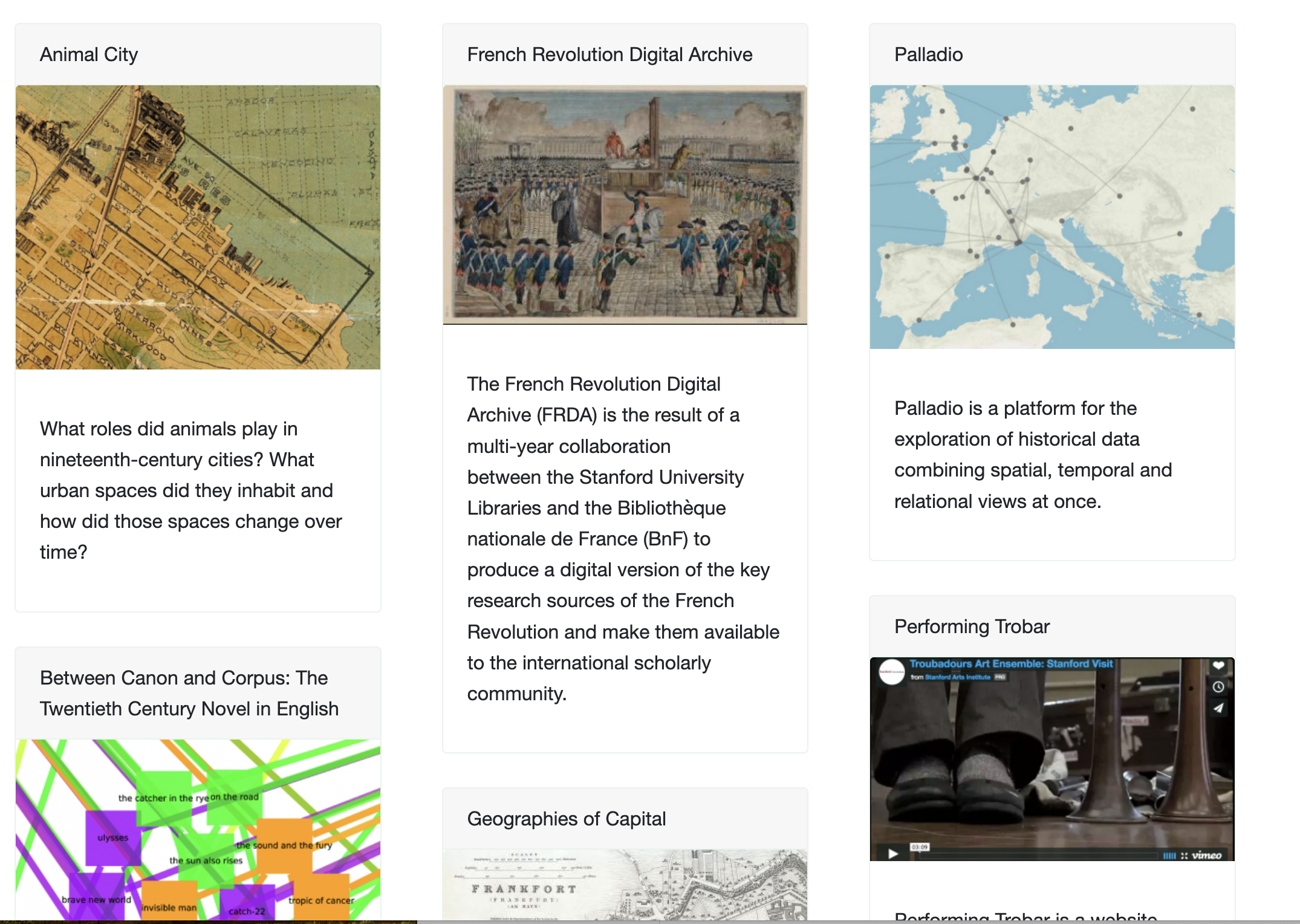 Stanford DH Example Projects screenshot
